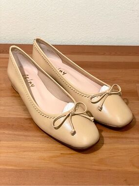 French Sole Nude Bow Ballet Flats